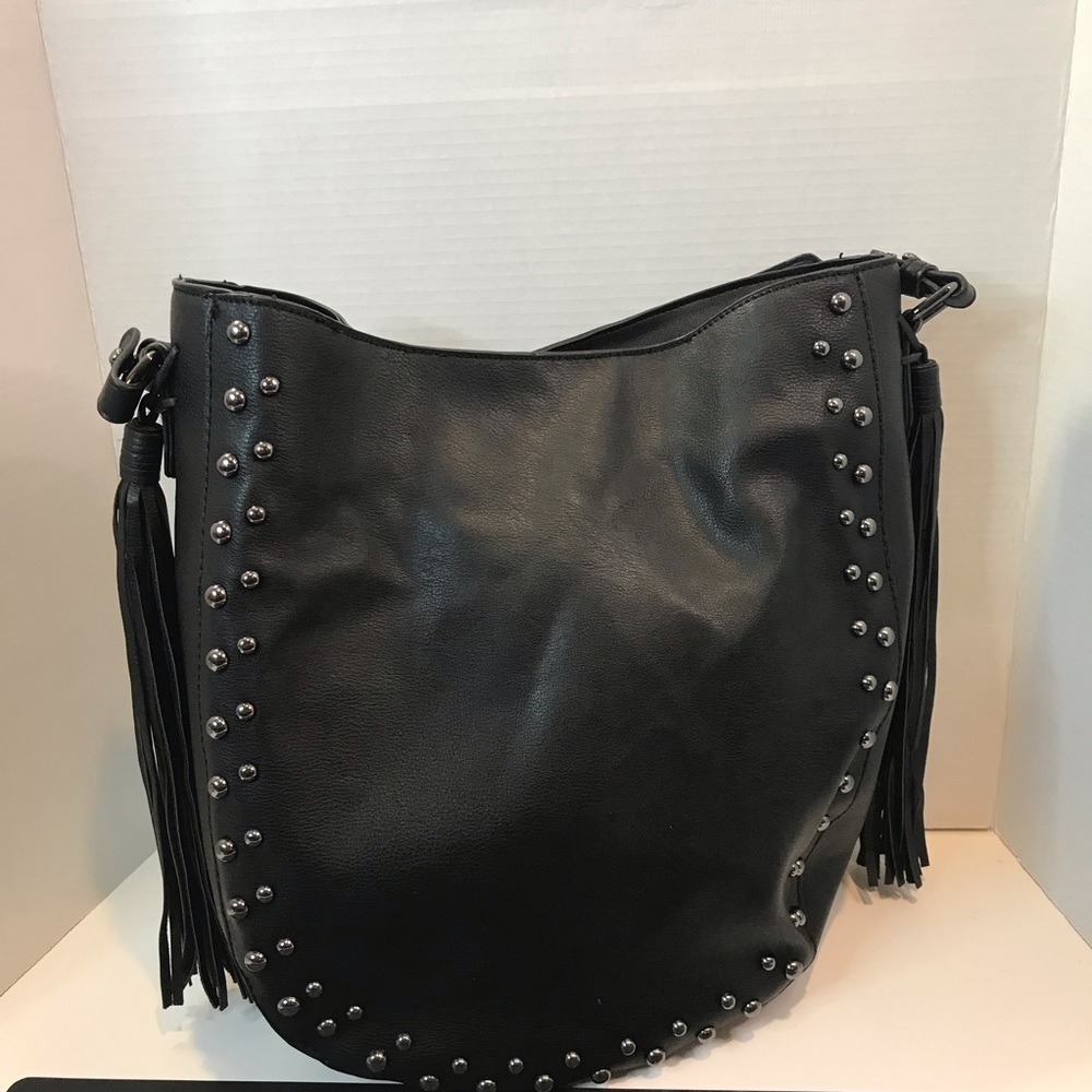 PHASE 3 Studded Faux Leather Hobo Bag